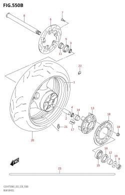 550B - REAR WHEEL (GSX-R750:(E03,E28,E33))
