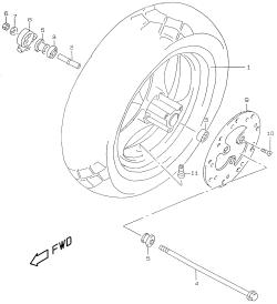 040 - FRONT WHEEL (MODEL V /​ W /​ X)