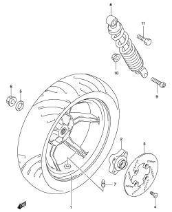 044 - REAR WHEEL (MODEL AY50WR K1 /​ K2 /​ AY50W K3)