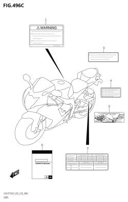 496C - LABEL (GSX-R750:L9:E33)