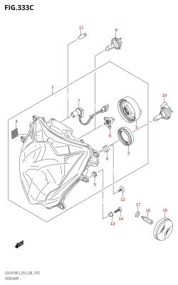 333C - HEADLAMP (GSX-R750:L3:E33)
