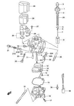 005 - CARBURETOR (MODEL AY50WR K1 /​ K2)