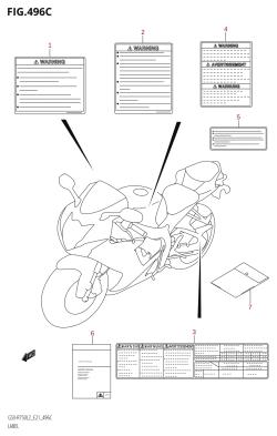 496C - LABEL (GSX-R750UF:L2:E21)
