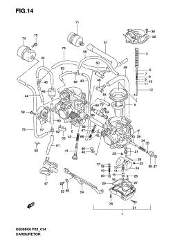 014 - CARBURETOR (GS500HK3 /​ HUK3)